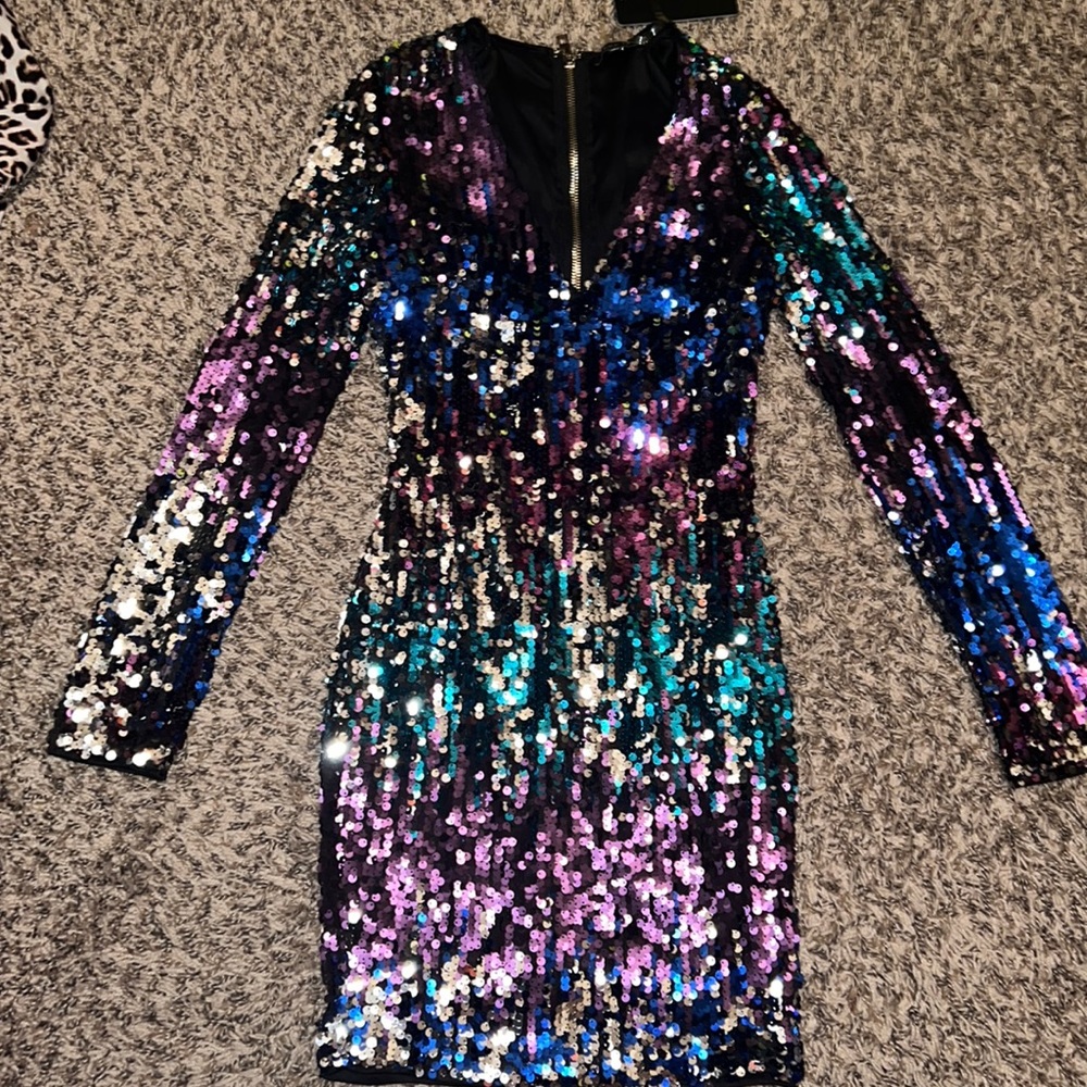 Purple Ombré Sequin Dress
